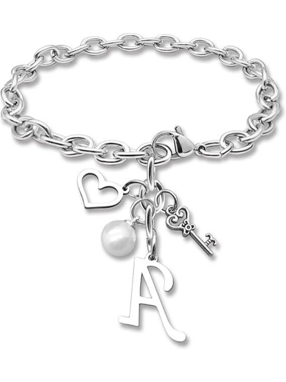 Letter A Initial Bracelet Stainless Steel Chain Bracelet Alphabet